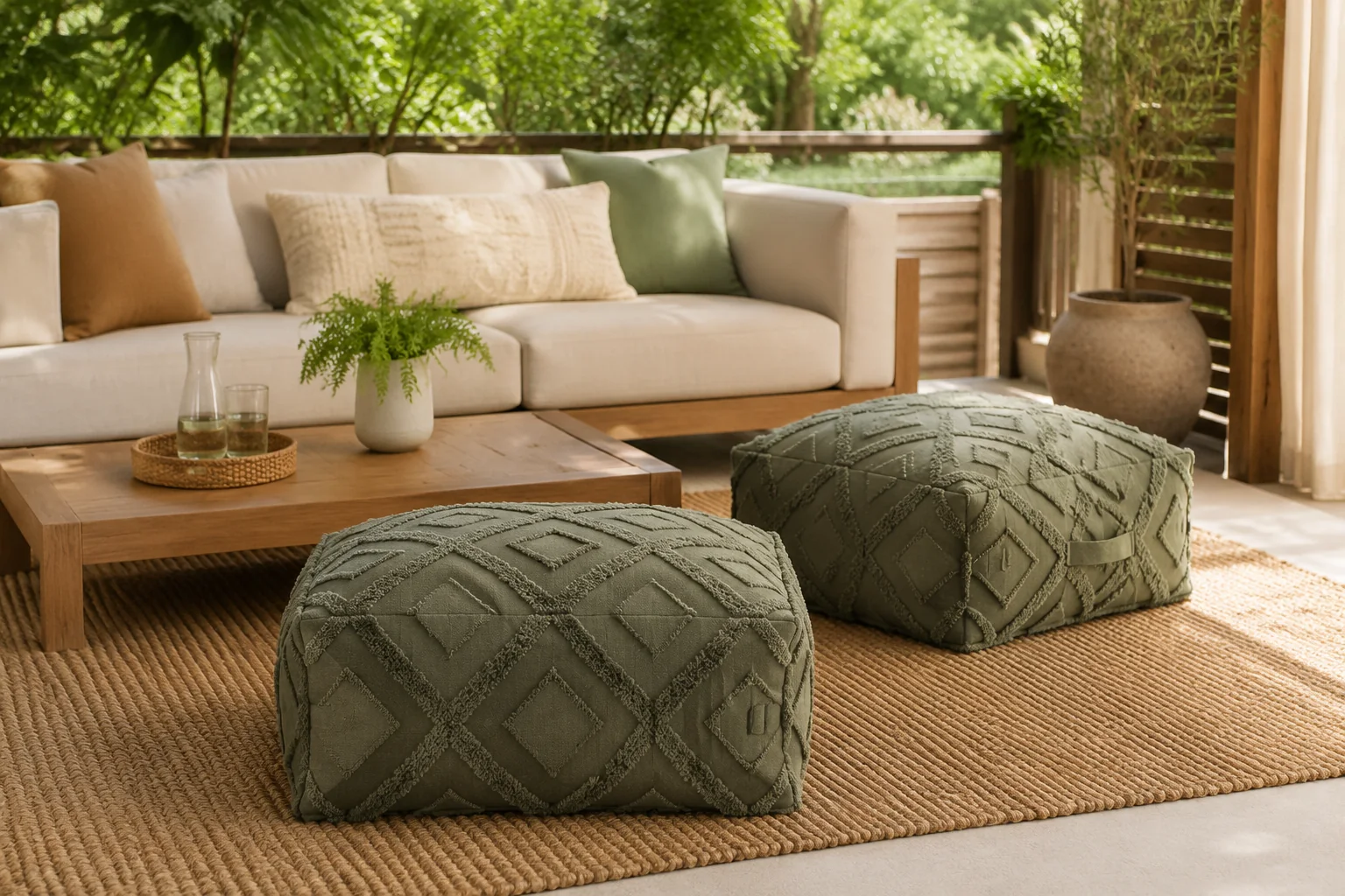 Teravuq Outdoor Floor Pouf Set of 2 - Image 3