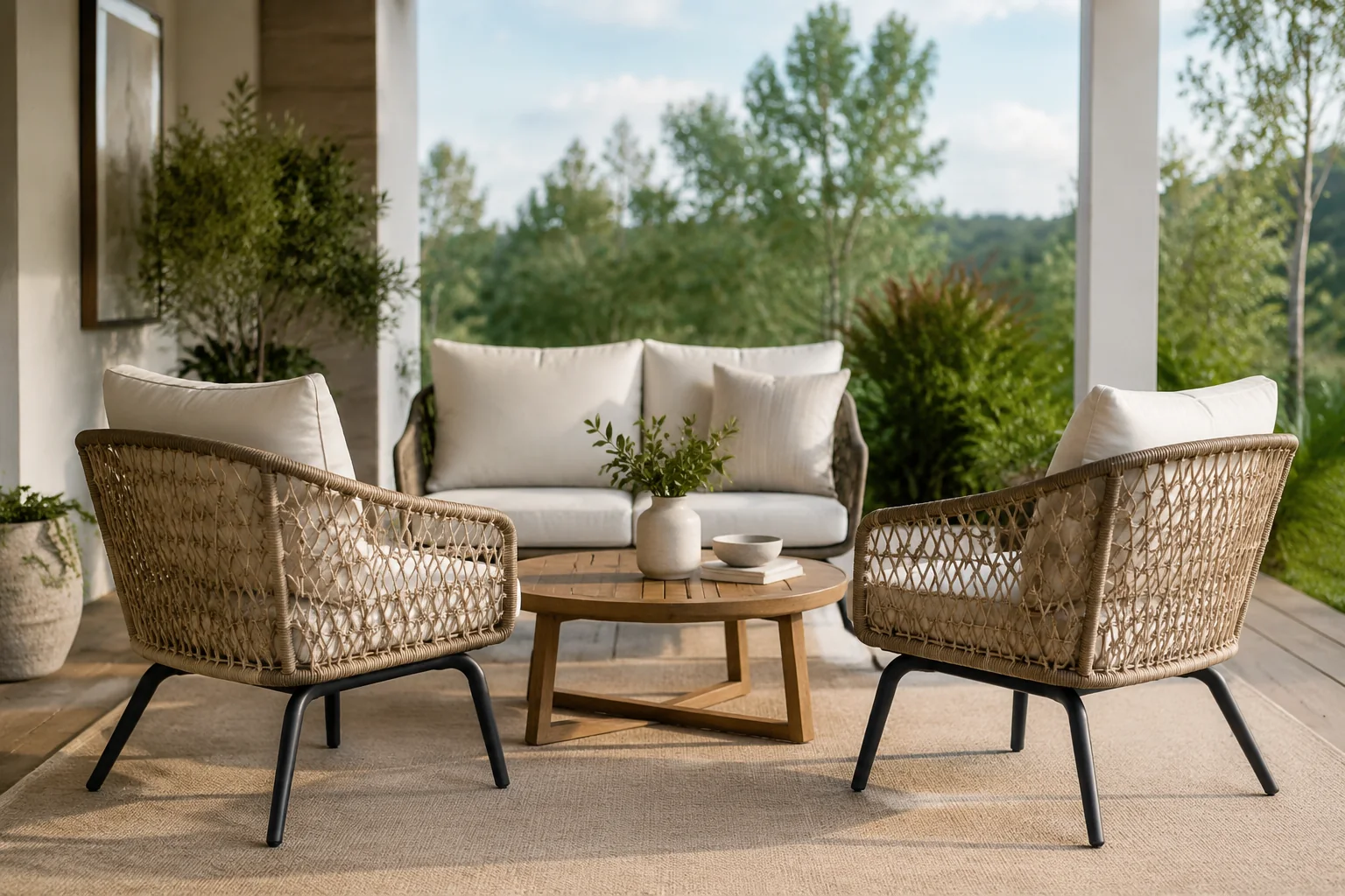 Teravuq Outdoor Conversation Chair with Cushions - Image 3