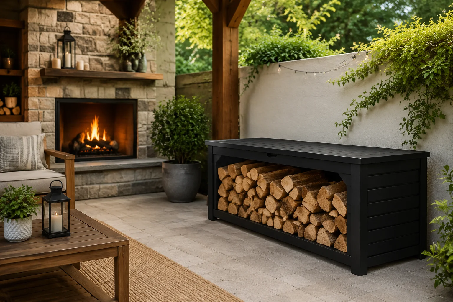 Teravuq Outdoor Firewood Storage Bench - Image 3