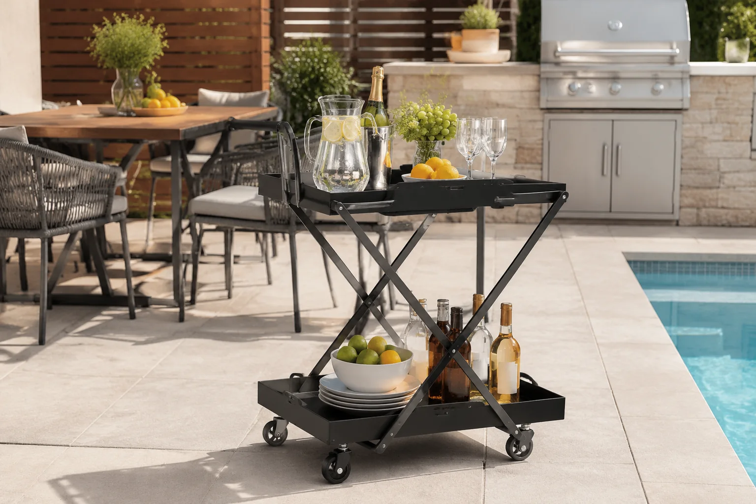 Teravuq Folding Patio Serving Cart - Image 3