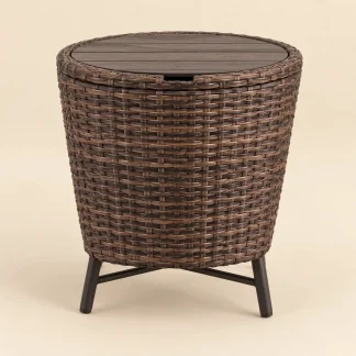 Teravuq Woven Patio Side Table with Storage