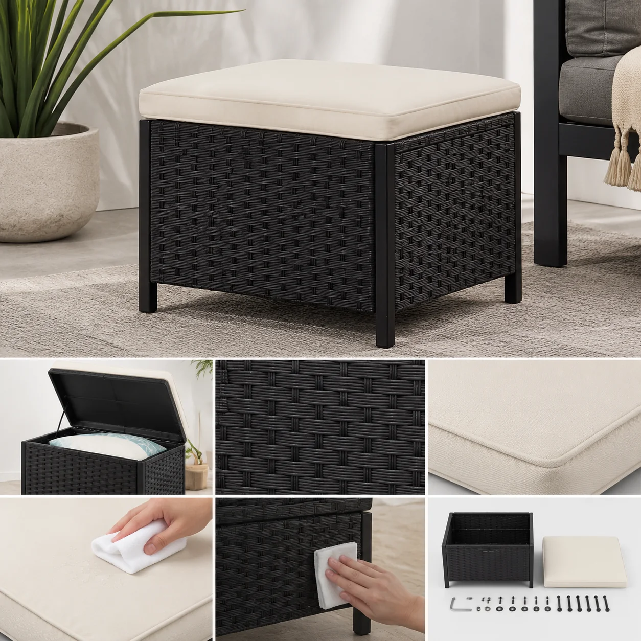 Teravuq Outdoor Ottoman with Storage - Image 4