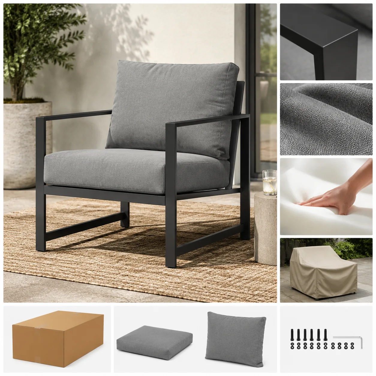 Teravuq Outdoor Conversation Chair with Cushions - Image 4