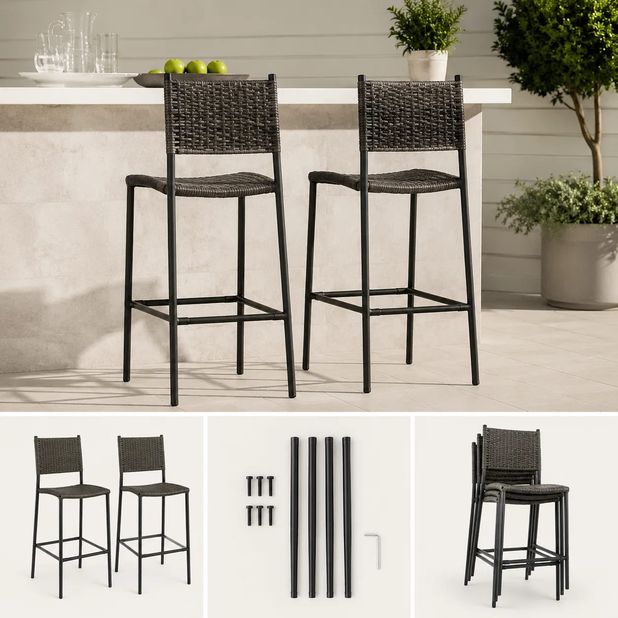 Teravuq 2-Piece Outdoor Bar Stool Set - Image 4