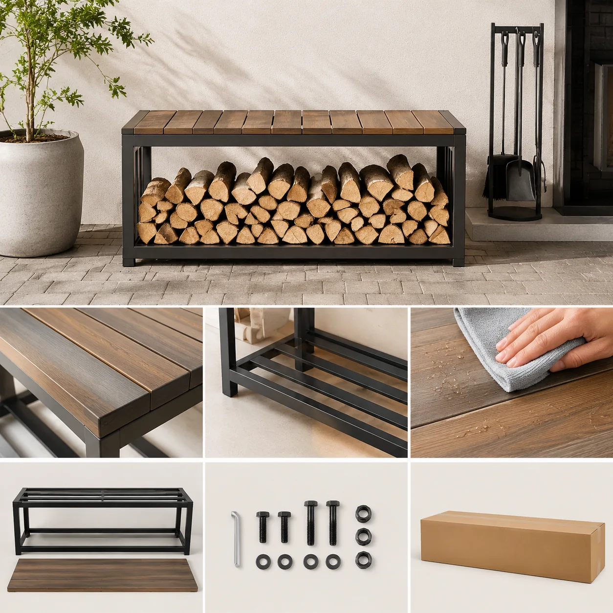 Teravuq Outdoor Firewood Storage Bench - Image 4