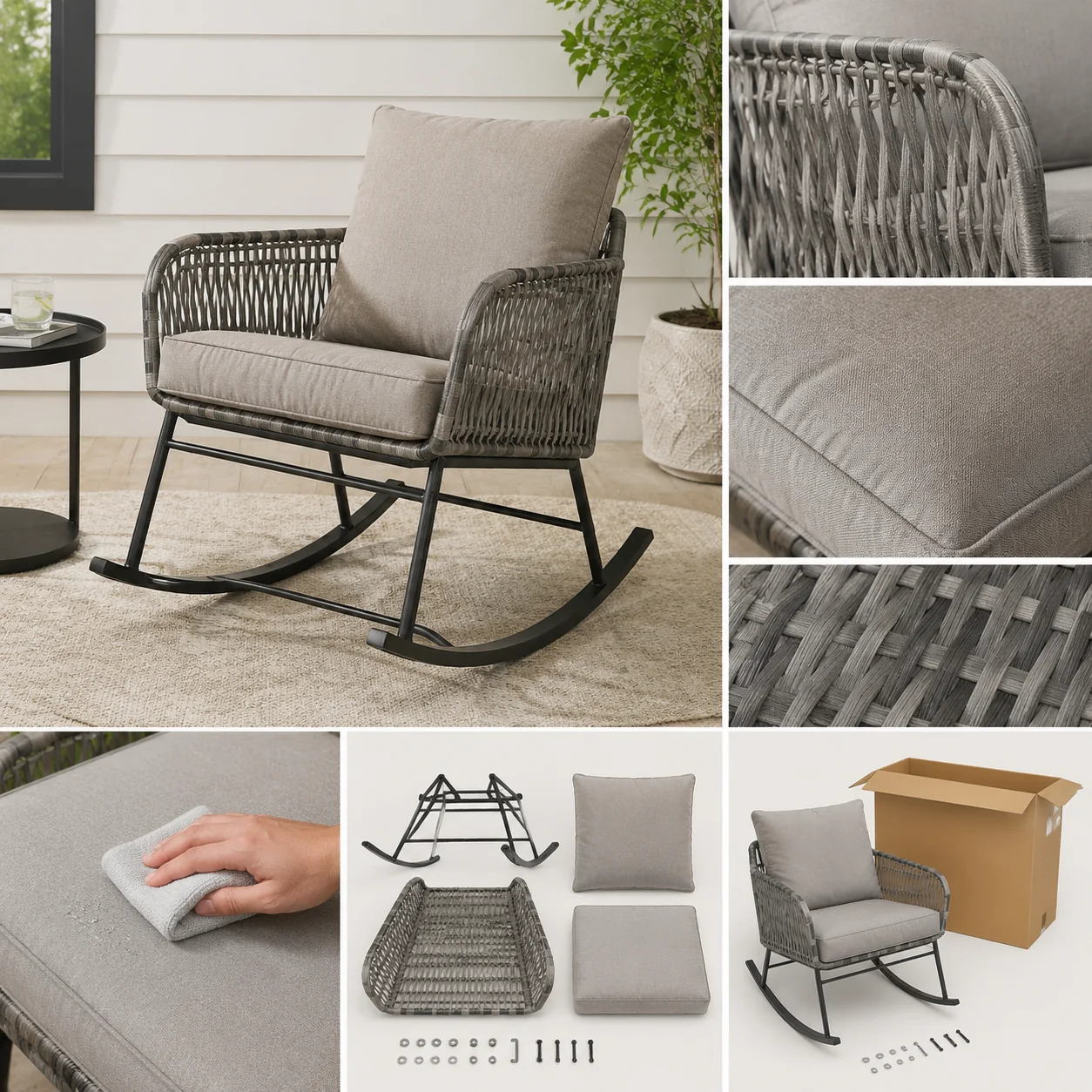 Teravuq Patio Rocking Chair with Cushion - Image 4