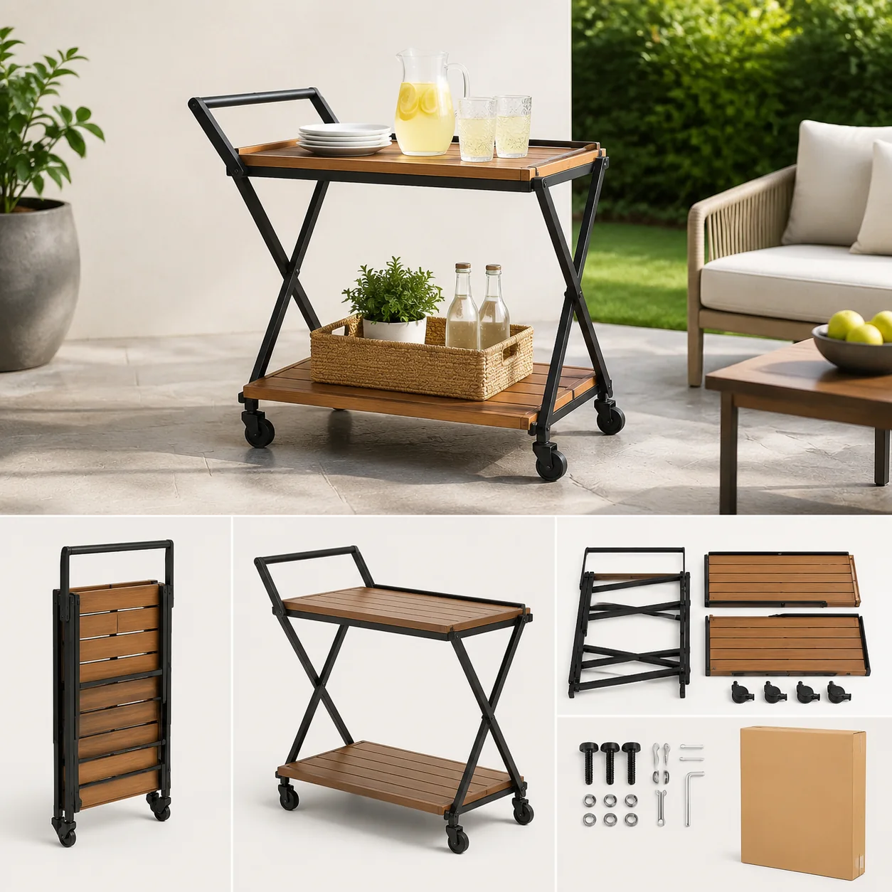 Teravuq Folding Patio Serving Cart - Image 4